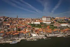 Panoramic view of Porto's Ribeira district and the Douro River waterfront